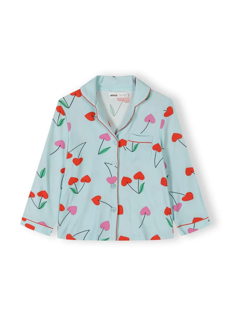 MINOTI Girls long sleeve pyjama set blue cherry print